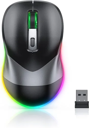 PEIOUS Ratón inalámbrico, mouse Jiggler para laptop, mouse LED recargable para computadora, mouse movedor aleatorio indetectable con botón de