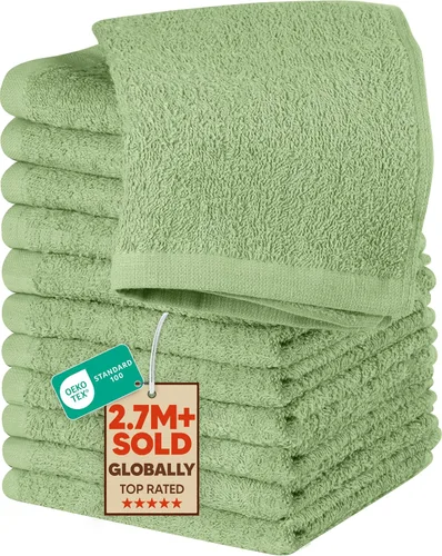 Vista 25 de Utopia Towels Juego de 60 paños de algodón – 100% algodón hilado en anillo, paños de franela de alta calidad, altamente absorbentes y suaves al Beige