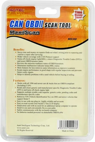 Vista 9 de Autel MaxiScan MS300 - Escáner OBD2 para automóvil, lector de código de falla del motor, escáner de diagnóstico para todos los coches de protocolo