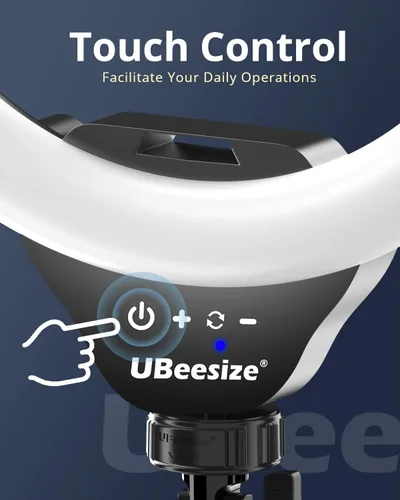 Vista 2 de UBeesize Anillo de luz LED de 12 pulgadas con soporte de trípode de 62 pulgadas, anillo de luz para selfie para grabación de video, transmisión