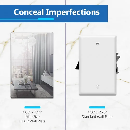 Vista 2 de LIDER Placa de pared en blanco, resistente a la temperatura y a los impactos, acrílico, reflectante, cubierta sin tornillos, actualización