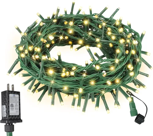 Luces de Navidad parpadeantes de 33 pies, 100 LED, 8 modos con temporizador, mini luces conectables para árbol de Navidad para interiores y