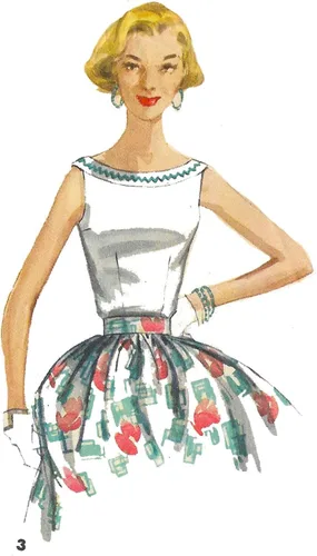Vista 3 de Patrón vintage de los años 50 - Blusas de verano 'fácil' de hacer, tops, varios escotes - busto: 32" (81.3cm)