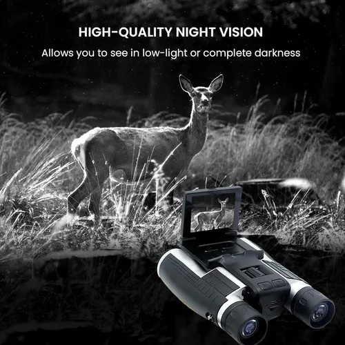 Vista 5 de thunderb Binoculares digitales con cámara y grabación de video de 12 x 32 pulgadas, videocámara para cámaras de observación de aves, binoculares