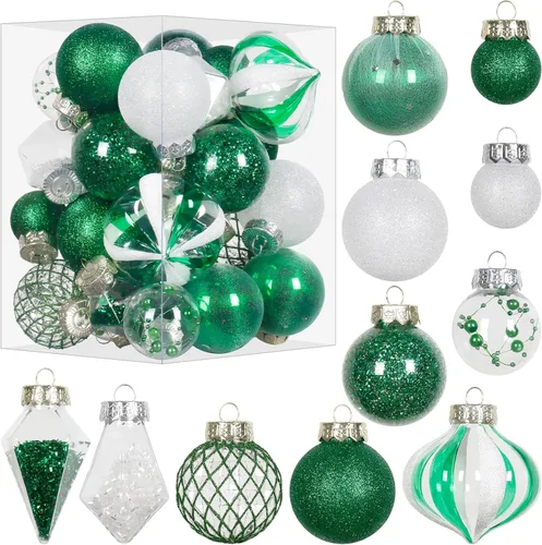 Vista 11 de Juego de Adornos de Bolas de Navidad, 34 piezas de adornos de Navidad de plástico transparente irrompibles para decoración colgante del árbol