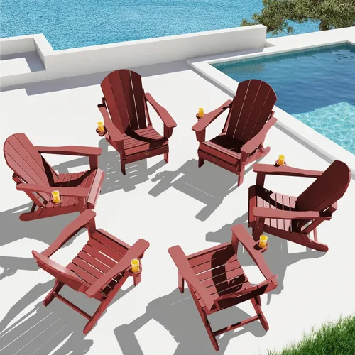 Vista 35 de SERWALL Silla Adirondack plegable resistente a la intemperie, sillas de patio al aire libre, sillas Adirondack pintadas, juego de 2, color azul Aruba