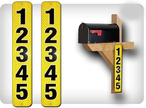 Vista 14 de 2 placas verticales reflectantes de aluminio serigrafiado, números de dirección de buzón, 3 x 18 pulgadas, personalizadas, preperforadas (Air Force)