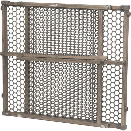 Safety 1st Puerta de bebé de madera vintage con fijación de montaje a presión, color gris