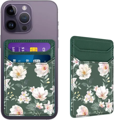 Vista 8 de Portador de Tarjetas Autoadhesivo para la Parte Posterior del Teléfono, Bolsillos de Billetera de Teléfono de Cuero RFID que se Adhieren, Fundas