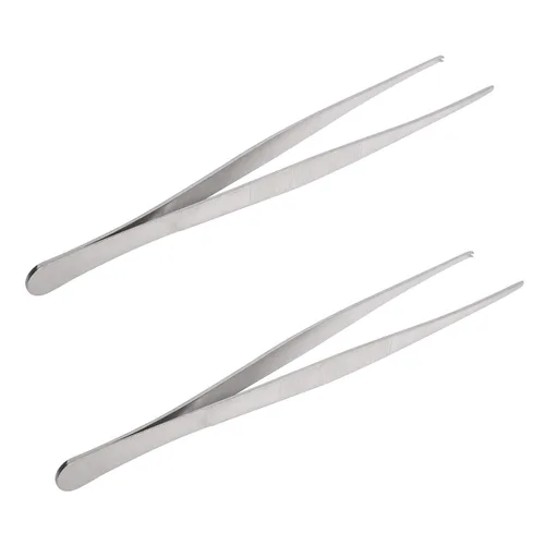 Vista 6 de Accesorios de tejido Pinzas de acero inoxidable, herramienta de alicates, pinzas para el pulgar de diente de rata, pinzas dentadas, plata, 2