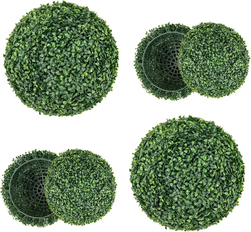 Vista 9 de Goplus 2 PCS Bolas Topiarias de Plantas Artificiales de 15 Pulgadas, Bolas Redondas de Lavanda Sintética para Exteriores, Esferas de Jardín