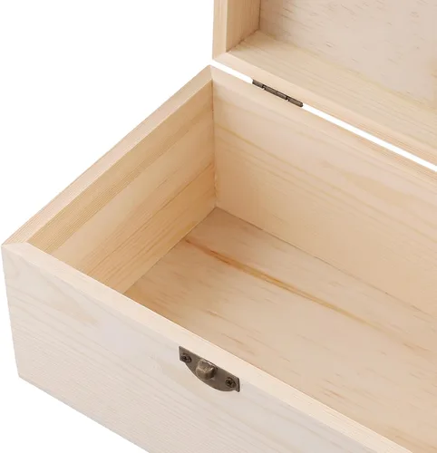 Vista 3 de FUNSUEI 4 cajas de madera de 7.9 x 5.1 x 3.9 pulgadas con tapa con bisagras, caja de madera sin terminar, cajas de madera para manualidades