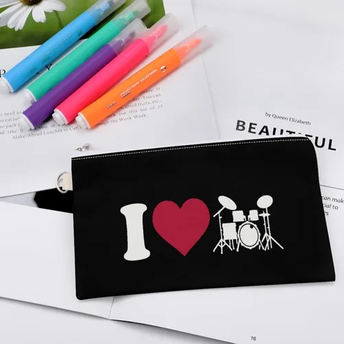 Vista 4 de I Love Drums Small Coin Purse Cute Canvas Coin Case Wallet Bag Change Purse Pouch for Women Men
