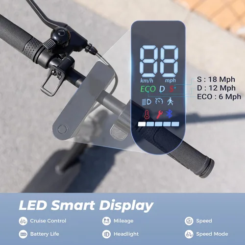 Vista 8 de Electric Scooters - Electric Scooter for Adults, 500W Motor, 18/21 Max MPH, 21 Miles Range, APP Control, Cruise Control, Lightweight Foldable