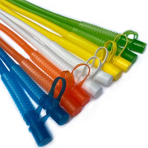 Pajitas de plástico reutilizables de 13 pulgadas – Paja para beber flexible con tapas de tapas de colores surtidos – Corrugado flexible flexible –