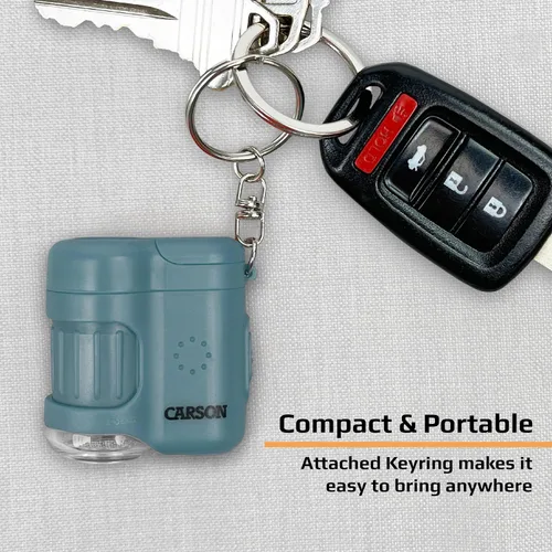 Vista 6 de Carson MicroMini 20x Microscopio de bolsillo para adultos, linterna UV y LED, azul (MM-280B)