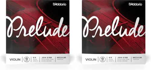 D'Addario Prelude Violín de cuerda simple, cuerda en G individual, escala 4/4, tensión media - J814 4/4M - Núcleo de acero sólido, tono cálido,