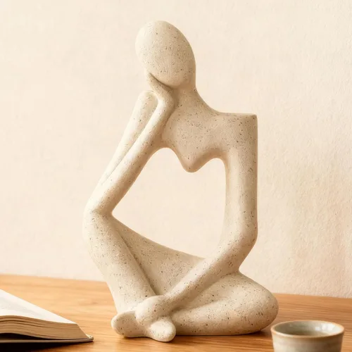 Vista 6 de Arawat White Thinker - Florero de cerámica para decoración del hogar, moderno y bonito jarrón bohemio para decoración de mesa y habitación, jarrones