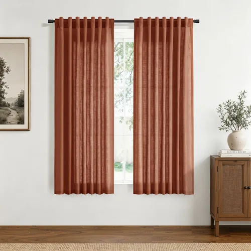 Vista 42 de Hokibero Cortinas de lino natural de 96 pulgadas de largo para sala