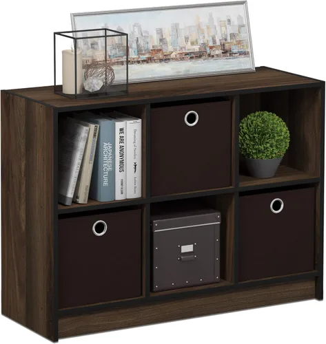 Vista 13 de Furinno 99940WH/LBL Basic 3 x 2 estantería de almacenamiento cúbico, color blanco y azul claro, Madera, blanco/rosa claro