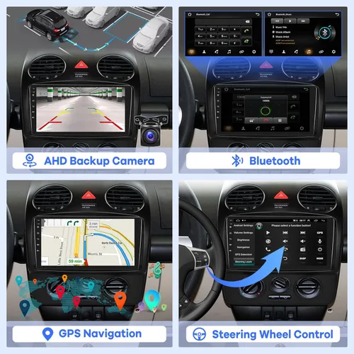 Vista 6 de [2 GB+64 GB] Radio de coche para Volkswagen VW Beetle 2004-2010, 9 pulgadas Android 13 pantalla táctil estéreo, Carplay/Android Auto/Hi-Fi