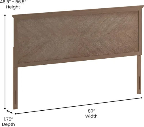 Vista 11 de EMMA + OLIVER Frenti Cabecero de madera de tamaño completo, cabecero ajustable con patrón de espiga en color marrón claro