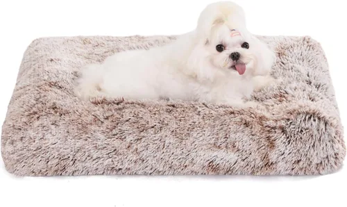 Vista 36 de Bedfolks Cama de Perrera de Felpa Impermeable para Perros, Funda Extraíble Lavable, Almohadilla de Piel Sintética para Perros y Gatos Pequeños, Negro