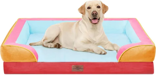 Vista 250 de Comfort Expression Cama ortopédica para perros extra grandes de 45 x 35 pulgadas, cama para mascotas XL de espuma tipo caja de huevos impermeable