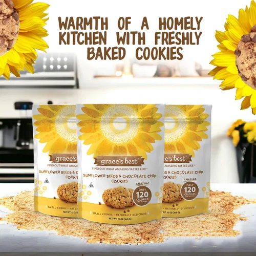 Vista 6 de Grace's Best Galletas - Bocadillo pequeño dulce y crujiente hecho con ingredientes naturales de calidad, semillas de girasol y chispas de chocolate
