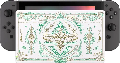 Vista 4 de eXtremeRate Custom Soft Touch Grip Faceplate for Nintendo Switch Dock, Glow in Dark - Totem of Kingdom White DIY Replacement Housing Shell for