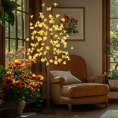Vista 11 de Lightshare Árbol de Flores de Cornejo Iluminado de 6 Pies, Planta Artificial de 120L con Bayas, Luces Blancas Cálidas para Primavera, Decoración