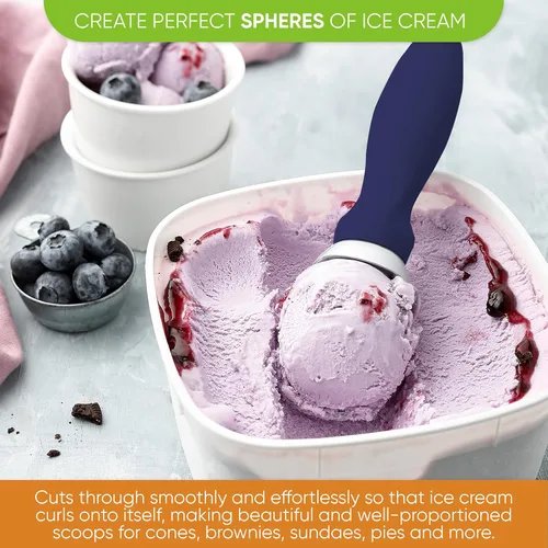 Vista 4 de Spring Chef - Cuchara para helado con mango suave, profesional, fuerte y resistente, utensilio de cocina de primera calidad para masa de galletas