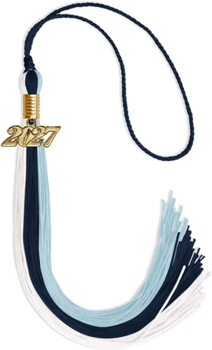Vista 129 de Endea - Borla de graduación de triple color con gota de fecha dorada (negro/dorado/granate, 2020)