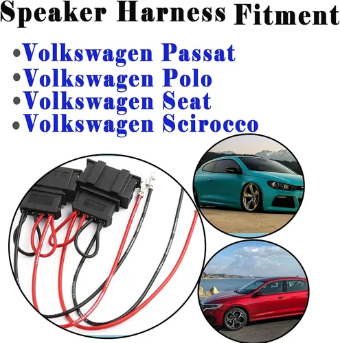 Vista 3 de Paquete de 2 adaptadores de arnés de cable de altavoz de repuesto para arnés de altavoz Volkswagen, VW, Jetta, GLI, GTI, Beetle, Golf, Passat, Polo