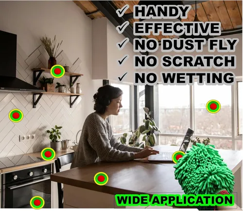 Vista 2 de QUALIALL, Manopla de microfibra de chenilla verde, 10.5 x 8 pulgadas, electrostática, reutilizable, sin arañazos, sin polvo, para superficies