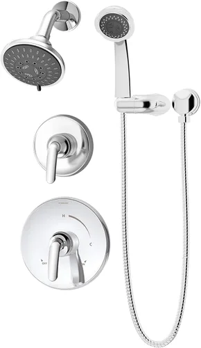 Symmons 5505-1.5-TRM Elm 2-Handle 5-Spray Shower Trim con 3 pulverizadores de ducha de mano en cromo pulido (válvulas no incluidas)