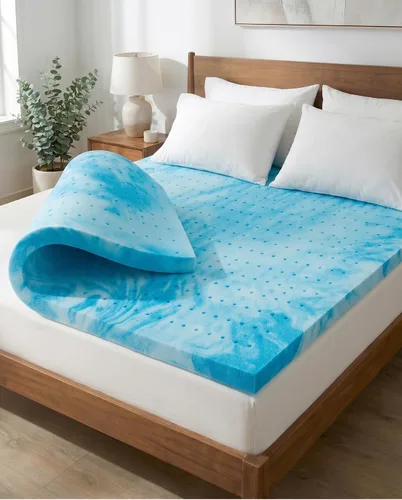 Vista 11 de Cubrecolchón de espuma viscoelástica individual de 2 pulgadas, con infusión de gel refrescante, almohadilla de colchón suave y ventilada
