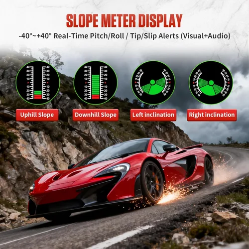 Vista 3 de GPS Inclinómetro Digital para Vehículos Todo Terreno, Pantalla de Visualización Frontal DC 10-30v, Inclinómetro Vehicular Multifuncional