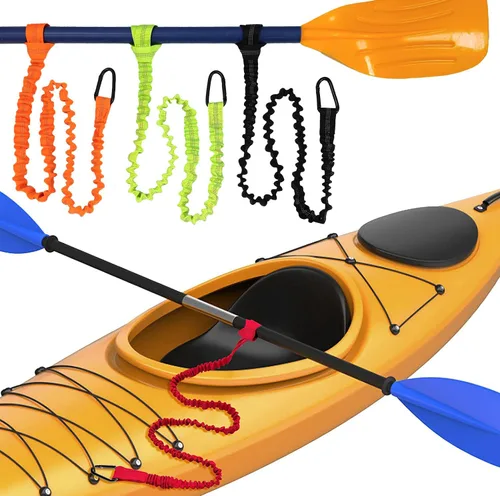 Paddle Leash Kayak Paddle Holder Tool Lanyard - 2 Pack Stretchable Paddle Strap with Carabiner Secure Leash Lanyard Rope for SUP Kayak Canoe Paddle