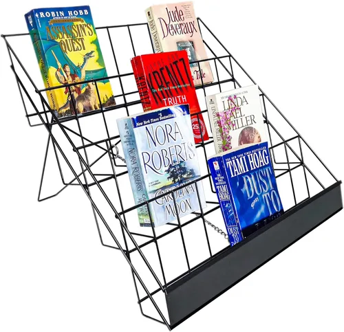 FixtureDisplays® Estante de exhibición de alambre de 4 niveles de 18" para folleto de literatura, soporte de revista, estante de mesa, estantes