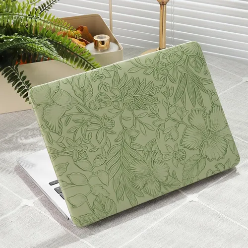 iCasso - Funda compatible con MacBook Air de 13 pulgadas, versiones 2020-2018 A2337 M1 A2179 A1932, carcasa rígida de plástico con textura de cuero