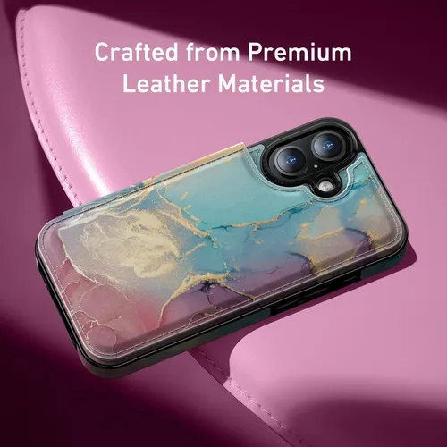 Vista 430 de LETO para iPhone 15 Pro Funda tipo cartera - Tapa tipo folio con patada - Diseños de moda - Tarjetero - Funda protectora para mujeres y niñas - 6.1
