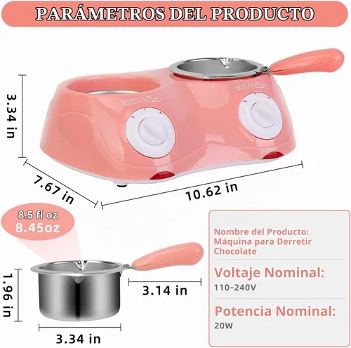 Vista 7 de Outamateur Fondue eléctrica de chocolate con doble olla de fusión para chocolate con leche, queso, mantequilla, dulces
