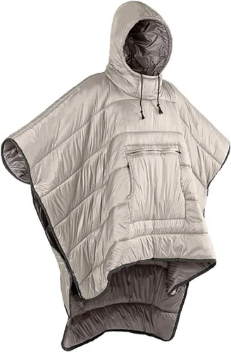 Vista 11 de Gaorui Poncho Abrigo Exterior Camping Calor Pequeña Manta de Edredón Resistente al Agua Saco de Dormir Capa Manto, Azul, 79 x 55 pulg.