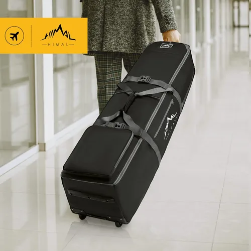 Vista 6 de Bolsa de viaje de golf GoHimal con ruedas, estuche de viaje de golf de tela Oxford resistente de 1200D para aerolíneas