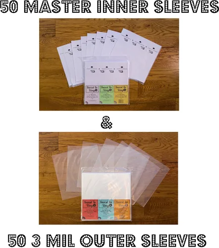 Vista 2 de Paquete combinado de 100 fundas LP – 50 fundas exteriores y 50 fundas interiores para discos de vinilo de 12" pulgadas – Protege tu colección