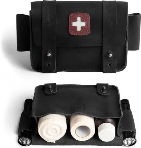 Vista 7 de Hide & Drink, Bolsa de primeros auxilios vacía, Mini bolsa de almacenamiento médico, Bolsa rectangular para kit de supervivencia, Cuero de grano