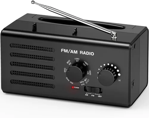 Radio AM FM portátil, radio transistor Goodes enchufable de pared con batería con la mejor recepción, altavoz fuerte, excelente sonido, radios