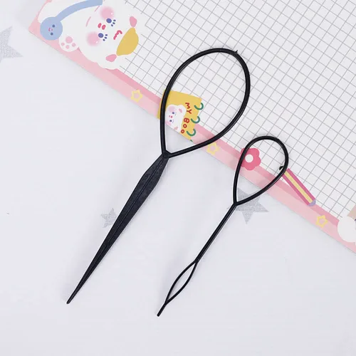 Vista 8 de 4 pares de herramientas para cola de cabello, accesorios para trenzar el cabello, fabricante de cola de caballo para mujeres, cinta de herramienta