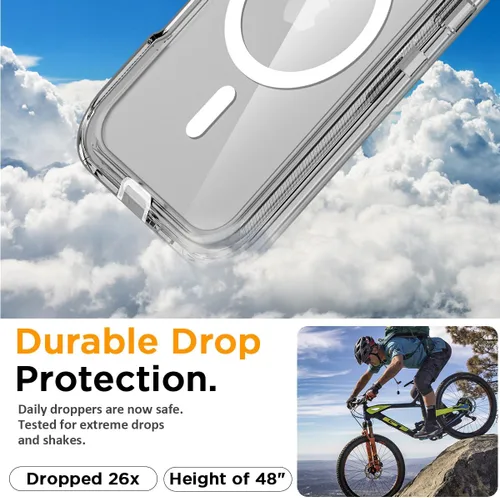 Vista 6 de AICase Funda transparente compatible con MagSafe 3 en 1, resistente protección contra caídas, cuerpo completo, a prueba de golpes y polvo, 3 capas